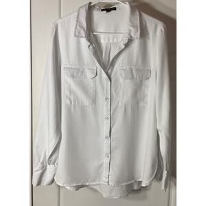 Velvet Heart White Button Down Double pocket Long Sleeve Soft Shirt L